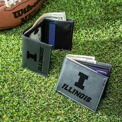 University of Illinois, Bi-Fold and Tri-Fold Wallet Gift Set, Black, Collegiate, Home