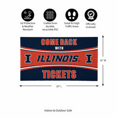 28" x 16" PVC Trapper Mat, Come Back with Tickets, University of Illin, Collegiate
