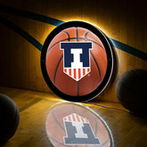LED Wall Decor, Round, Med, Illinois, Basketball, Collegiate, Home