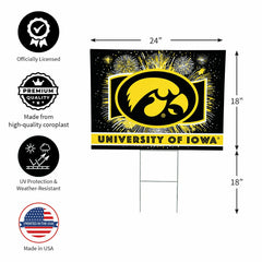 University of Iowa Yard Sign, Patriotic, Collegiate, Home