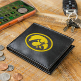 University of Iowa Black Bi-Fold Embroidered Wallet w/ RFID Blocking, Collegiate, Home