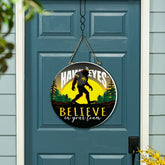 University of Iowa Bigfoot Round Door Décor with Hanging Rope, 18x18, Collegiate, Home