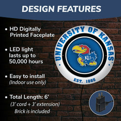 University of Kansas, Metal Lite, Round, Collegiate