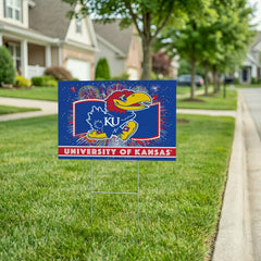 University of Kansas Yard Sign, Patriotic, Collegiate, Home