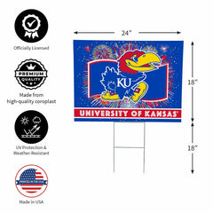 University of Kansas Yard Sign, Patriotic, Collegiate, Home