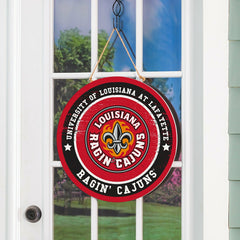 Louisiana at Lafayette University Round Door Décor with Hanging Rope, 18x18, Collegiate, Home