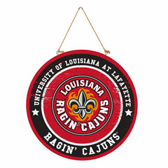Louisiana at Lafayette University Round Door Décor with Hanging Rope, 18x18, Collegiate, Home