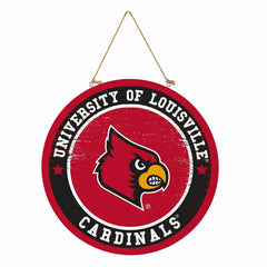 University of Louisville Round Door Décor with Hanging Rope, 18x18, Collegiate, Home
