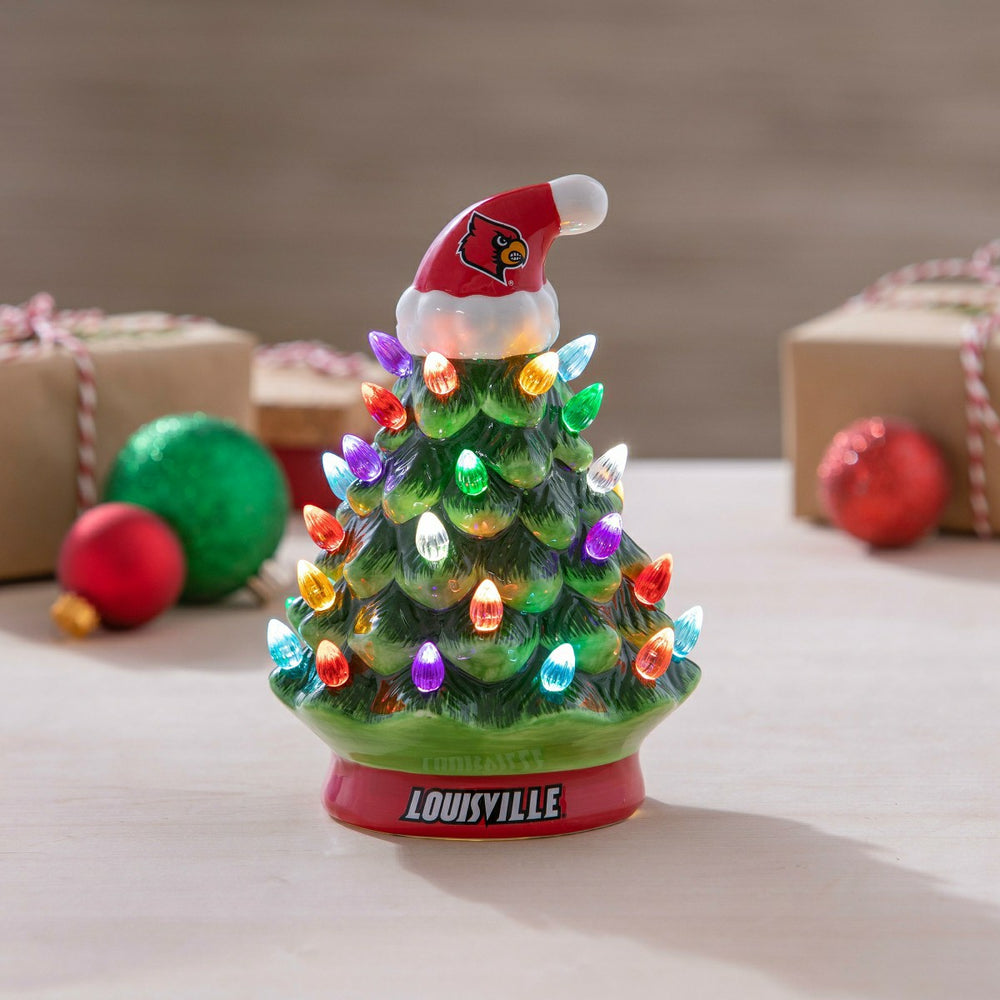 University of Louisville 8" LED Ceramic Christmas Tree, Collegiate, Home
