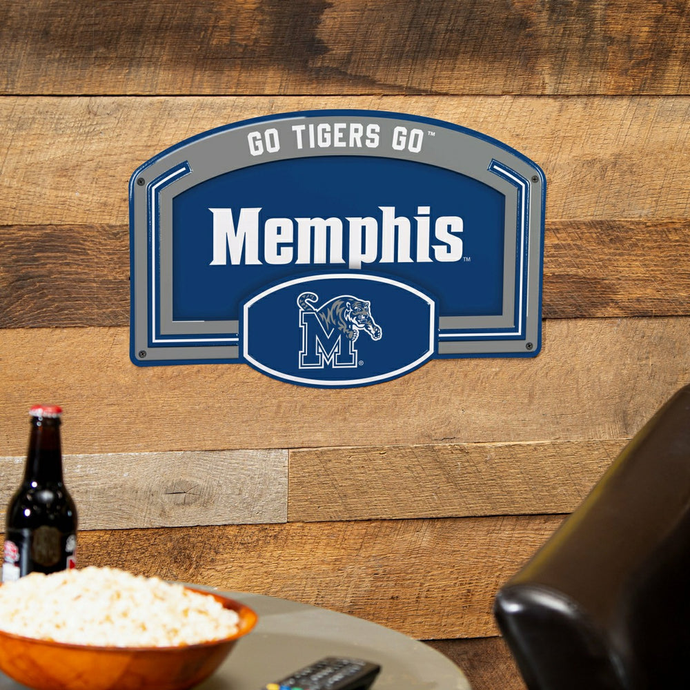 University of Memphis USA Embossed Steel Wall Sign, 11" x 17", Collegiate, Home