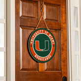 University of Miami Round Door Décor with Hanging Rope, 18x18, Collegiate, Home