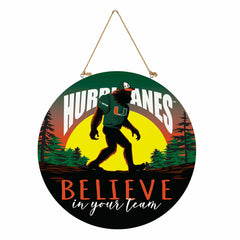 University of Miami Bigfoot Round Door Décor with Hanging Rope, 18x18, Collegiate, Home