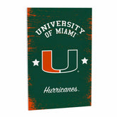 University of Miami Wood Wall Sign, 16x24, Collegiate, Home