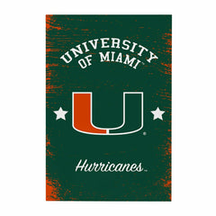 University of Miami Wood Wall Sign, 16x24, Collegiate, Home