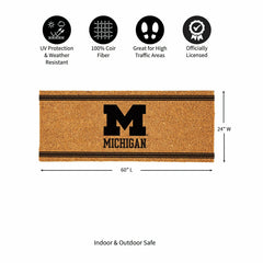 University Of Michigan Extra Large One Color Coir Mat, 60"x24", Collegiate