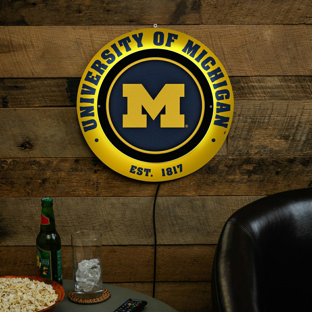 University Of Michigan, Metal Lite, Round, Collegiate