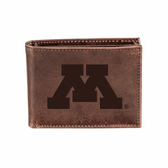 University of Minnesota, Bi-Fold Wallet, Brown, CH, 100% Genuine Leath, Collegiate, Home