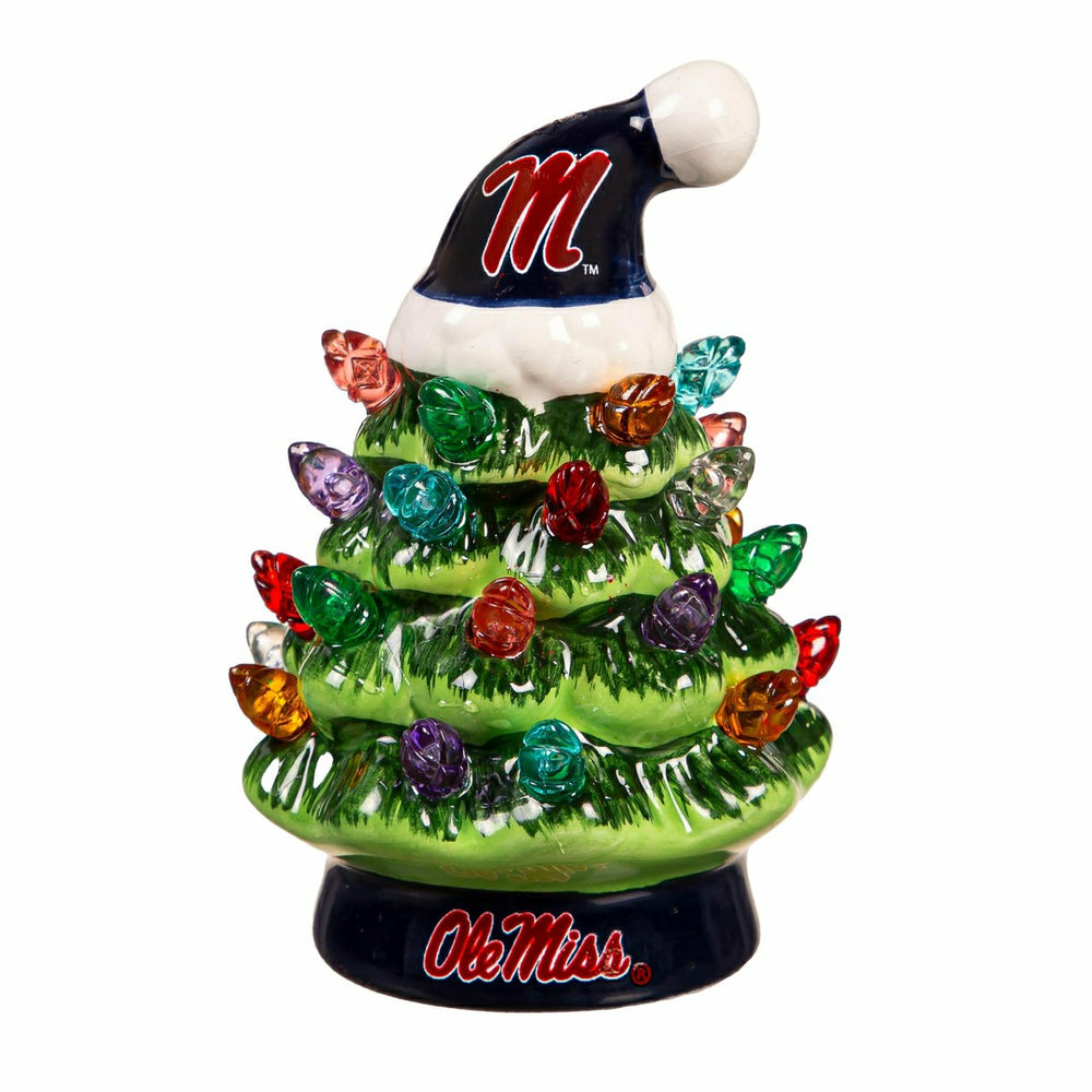 4" Mini LED Tabletop Christmas Tree, Set of 2, University of Mississip, Collegiate, Home