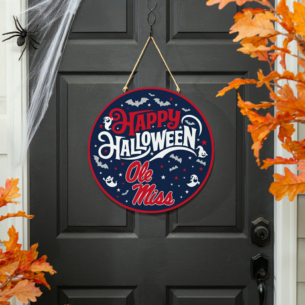 University of Mississippi Halloween Round Door Décor with Hanging Rope, Collegiate, Home