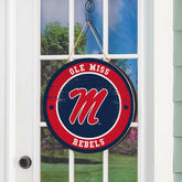 University of Mississippi Round Door Décor with Hanging Rope, 18x18, Collegiate, Home