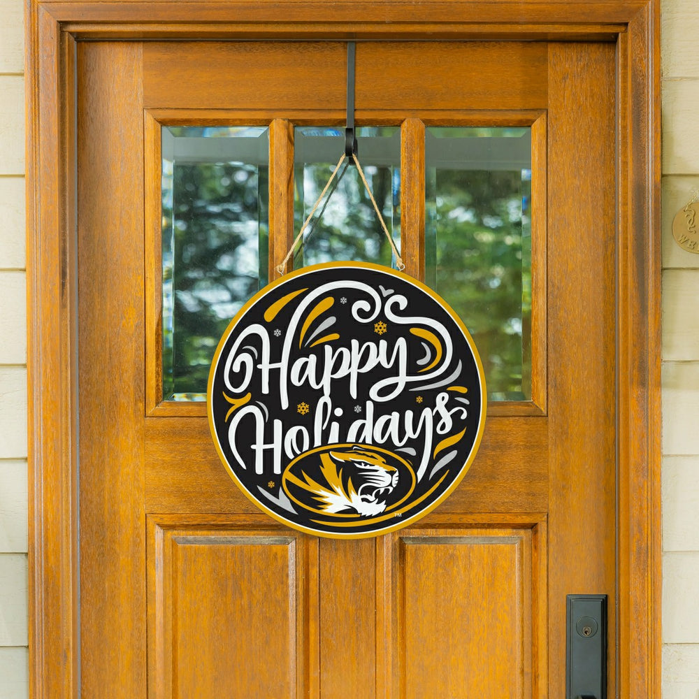 University of Missouri Holiday Round Door Décor with Hanging Rope, 18x, Collegiate, Home
