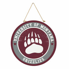University of Montana Round Door Décor with Hanging Rope, 18x18, Collegiate, Home