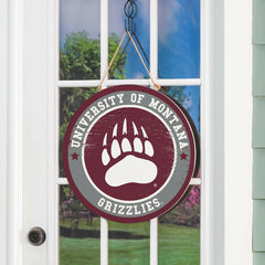 University of Montana Round Door Décor with Hanging Rope, 18x18, Collegiate, Home