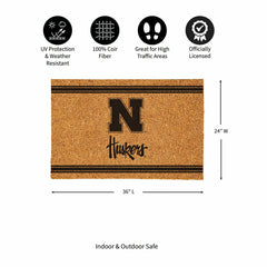 University of Nebraska Large One Color Coir Mat, 36"x24", Collegiate