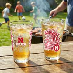 University of Nebraska 16oz Glass pint, Set of 2, Collegiate, Home