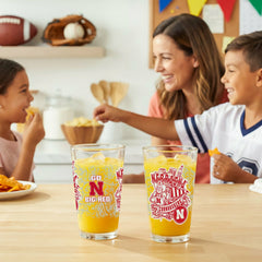 University of Nebraska 16oz Glass pint, Set of 2, Collegiate, Home