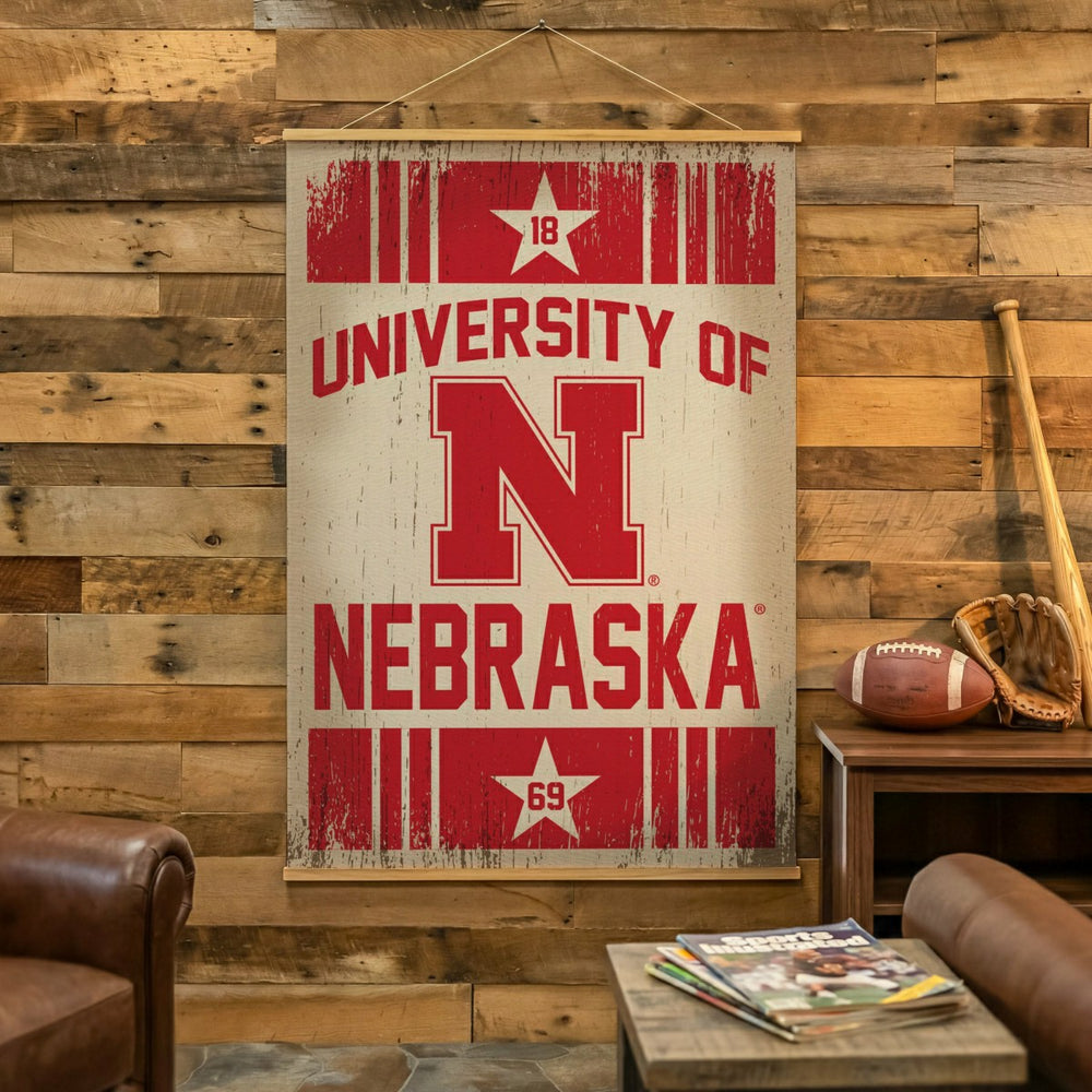 University of Nebraska, Canvas Wall Tapestry, Large, 54x36, Collegiate, Home