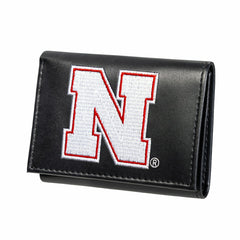 University of Nebraska Black Tri-Fold Embroidered Wallet w/ RFID Blocking, Collegiate, Home