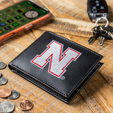 University of Nebraska Black Bi-Fold Embroidered Wallet, Collegiate, Home
