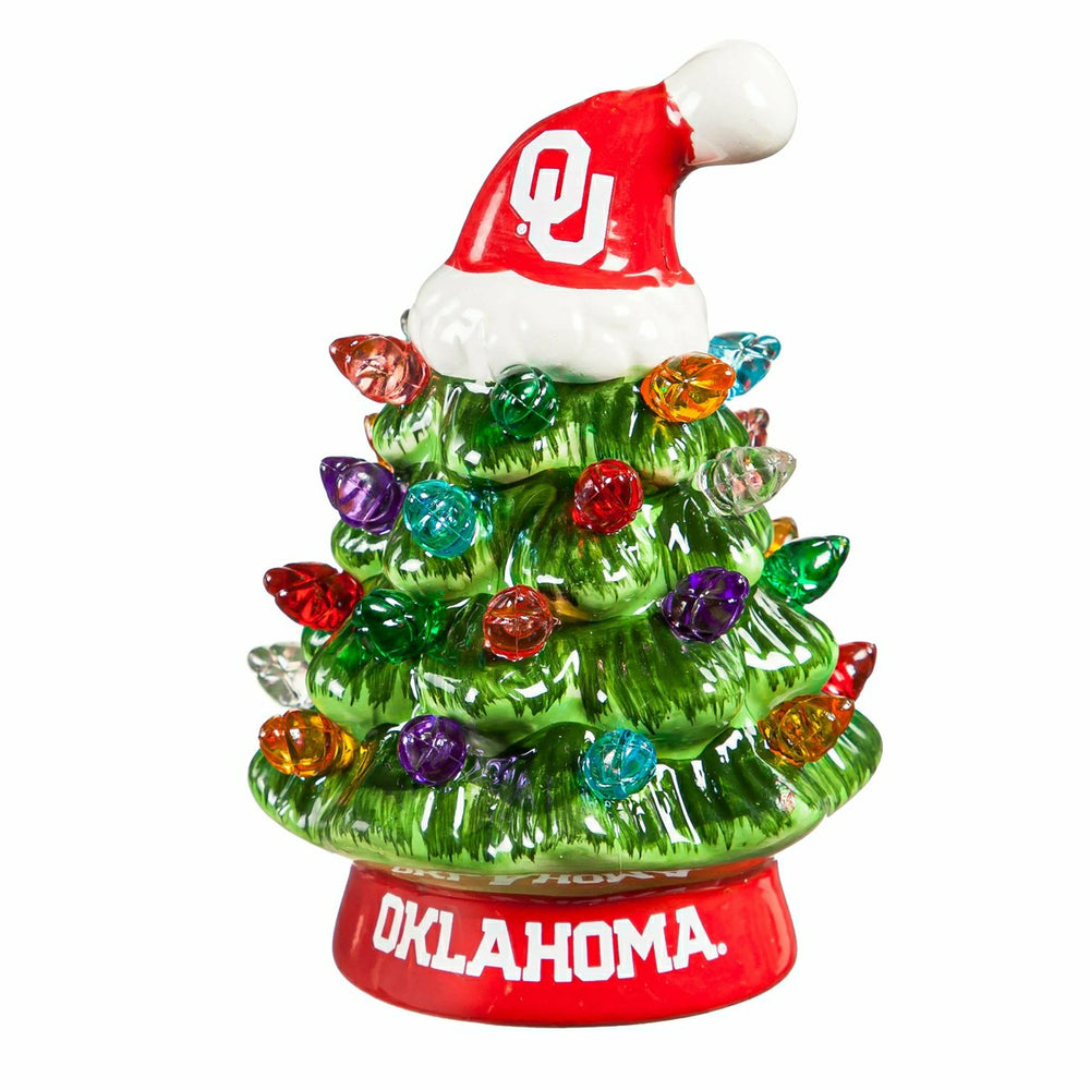 4" Mini LED Tabletop Christmas Tree, Set of 2, University of Oklahoma, Collegiate, Home