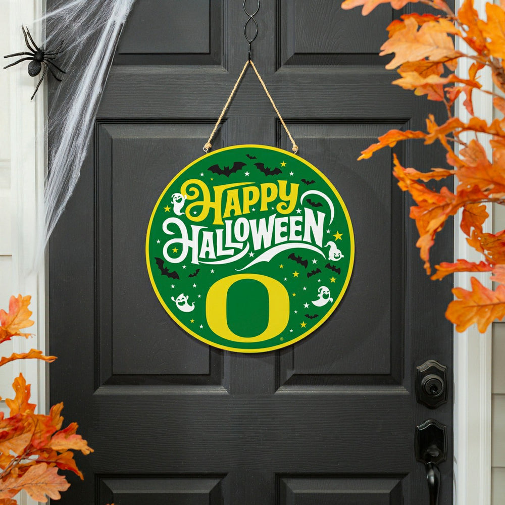University of Oregon Halloween Round Door Décor with Hanging Rope, 18x, Collegiate, Home