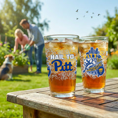University of Pittsburgh 16oz Glass pint, Set of 2, Collegiate, Home