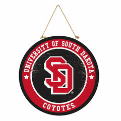 University of South Dakota Round Door Décor with Hanging Rope, 18x18, Collegiate, Home