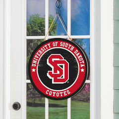 University of South Dakota Round Door Décor with Hanging Rope, 18x18, Collegiate, Home
