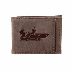 Front Pocket Wallet w/ RFID Blocking, South Florida, Brown, Collegiate, Home
