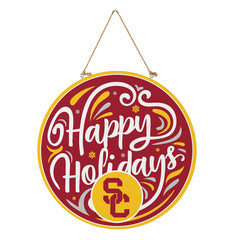 University of Southern California Holiday Round Door Décor with Hangin, Collegiate, Home