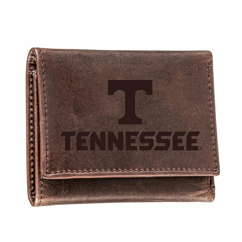 University of Tennessee, Tri-Fold Wallet, Brown, CH, 100% Genuine Leat, Collegiate, Home