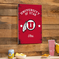 University of Utah Wood Wall Sign, 16x24, Collegiate, Home