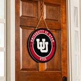 University of Utah Round Door Décor with Hanging Rope, 18x18, Collegiate, Home