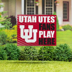 University of Utah Coroplast Yard Sign "Fans Play Here", Collegiate, Home