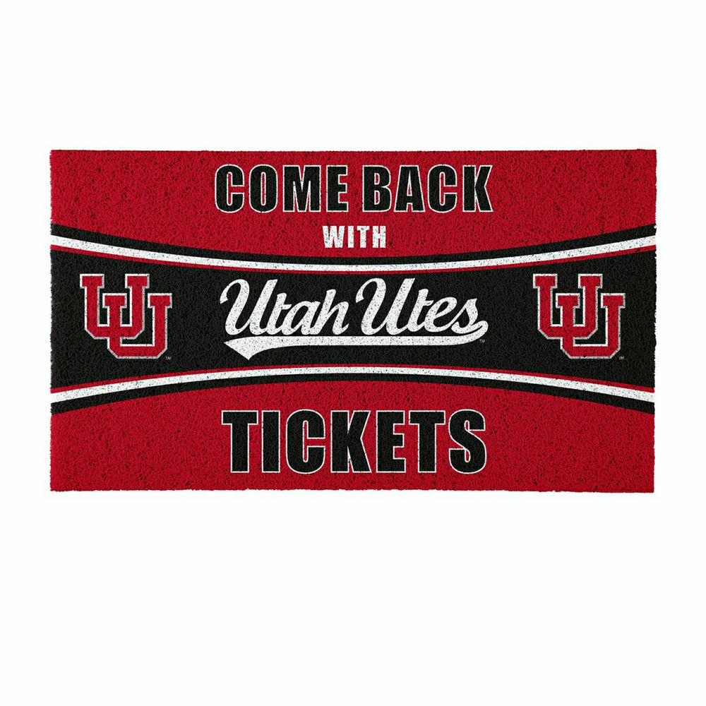 28" x 16" PVC Trapper Mat, Come Back with Tickets, University of Utah, Collegiate
