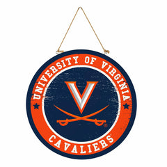 University of Virginia Round Door Décor with Hanging Rope, 18x18, Collegiate, Home
