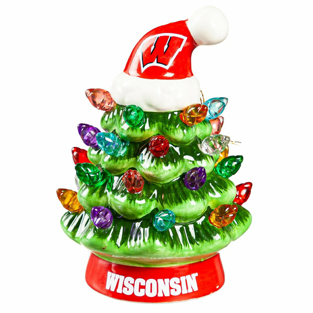4" Mini LED Tabletop Christmas Tree, Set of 2, University of Wisconsin, Collegiate, Home