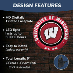 University of Wisconsin-Madison, Metal Lite, Round, Collegiate