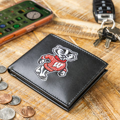 University of Wisconsin-Madison Black Bi-Fold Embroidered Wallet, Collegiate, Home