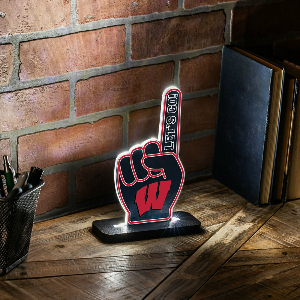 University of Wisconsin-Madison College Foam Finger Desklite LED Décor, Collegiate, Home